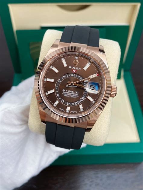 rolex sky dweller rose gold chocolate dial for sale